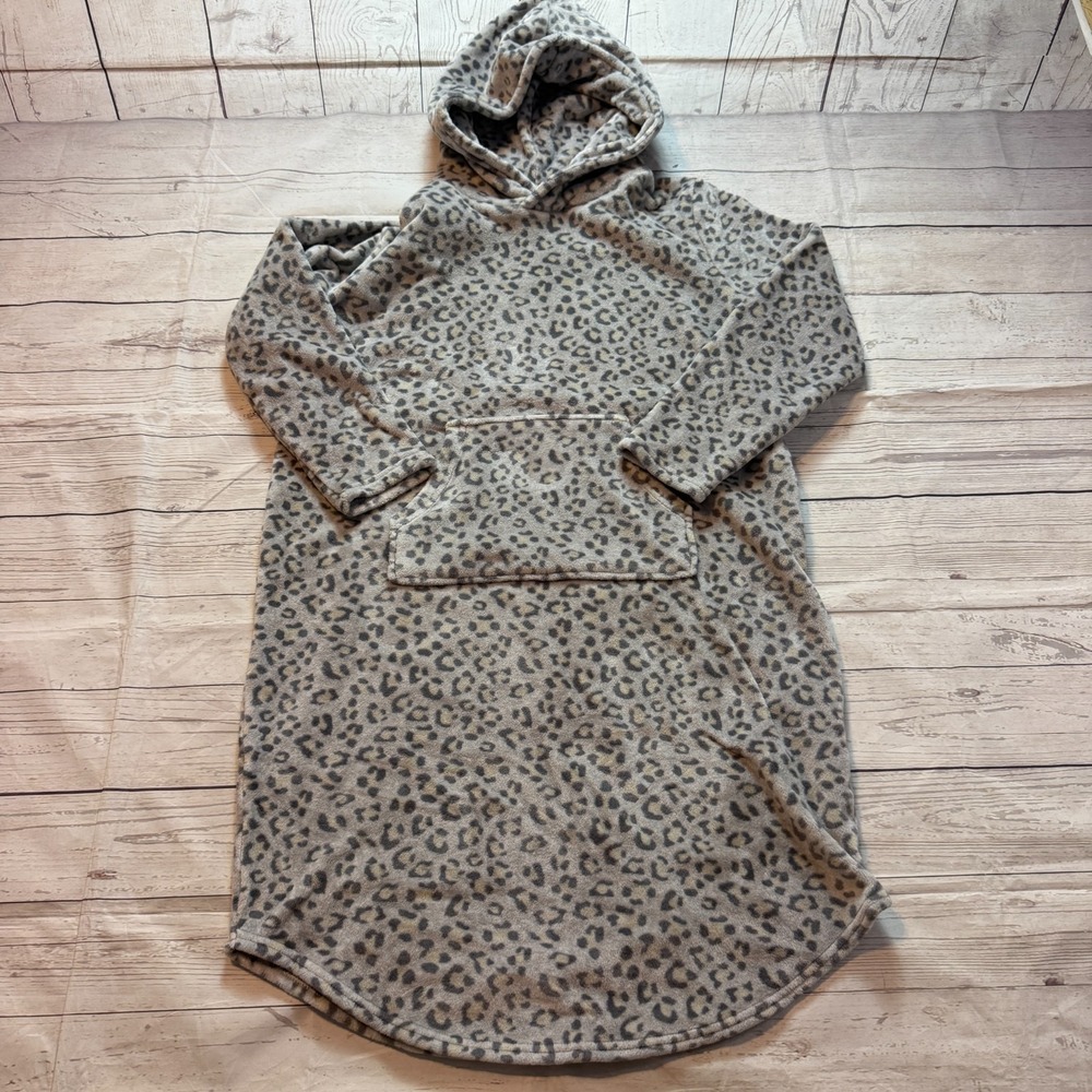 32 Degrees Heat Sleepwear Cozy Pullover Hoodie Fleece Leopard Print Women's S/M